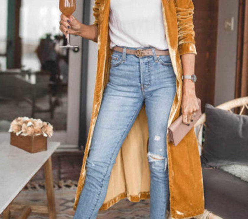 Open Front Long Sleeve Coat