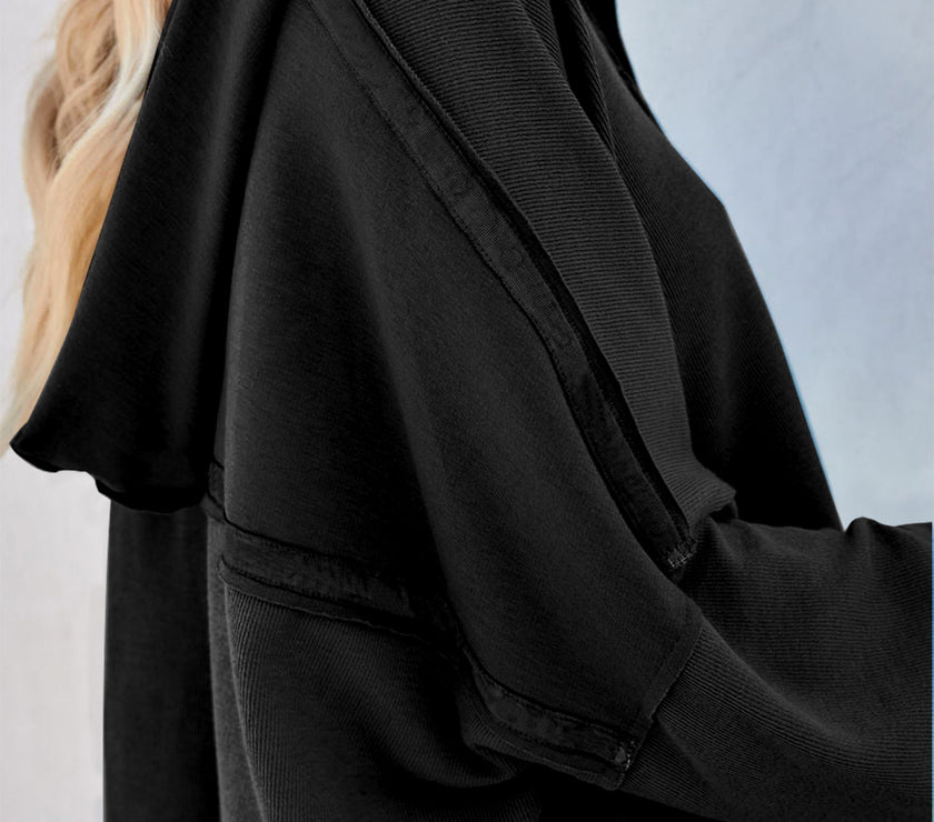 Exposed Seam Long Sleeve Hoodie