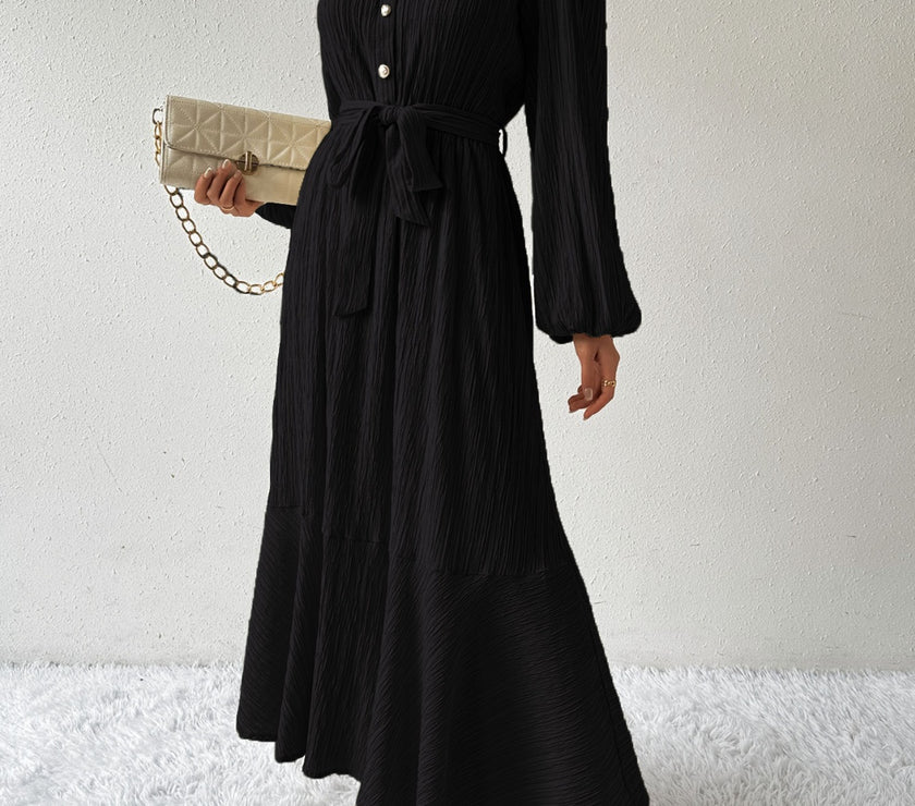 Honey Tie Waist Long Sleeve Dress