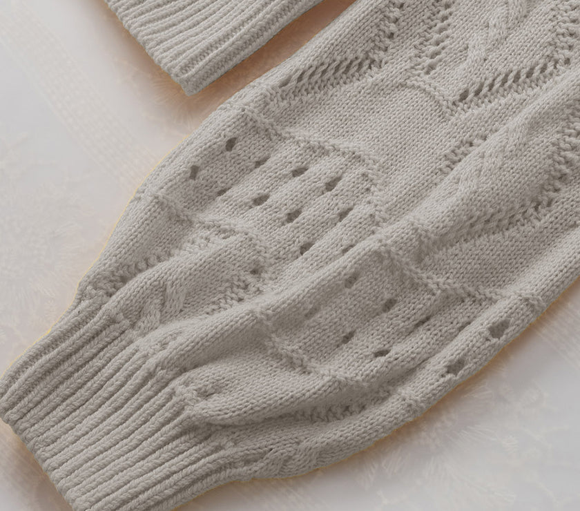 Hollow Out Johnny Collar Sweater