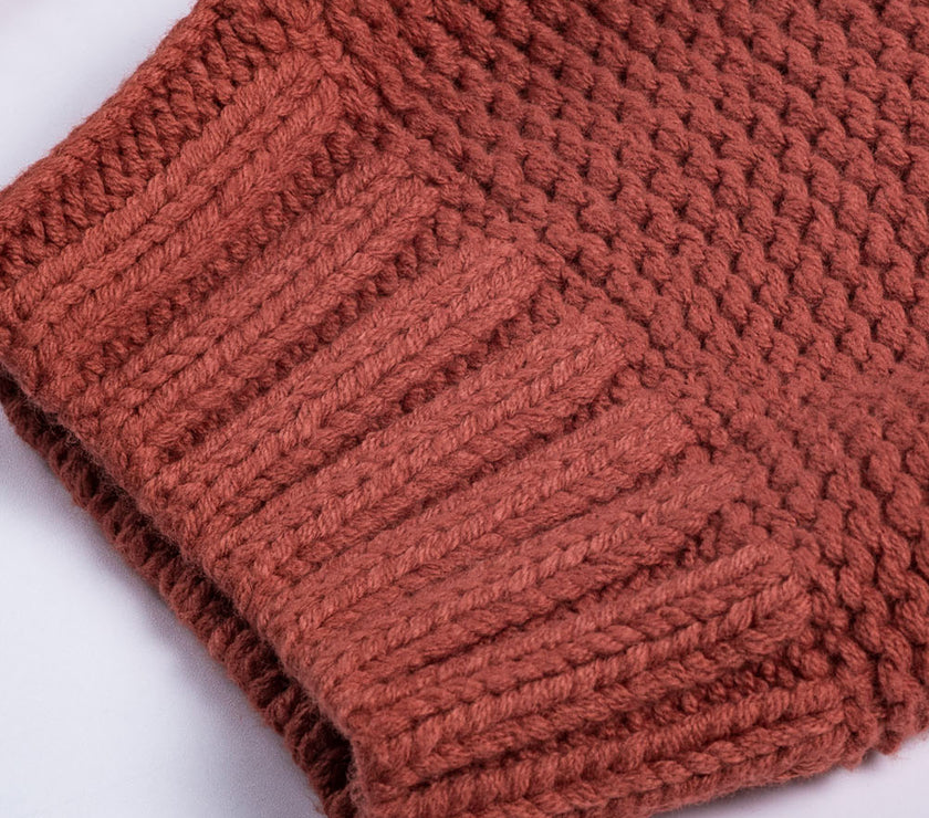 Cable-Knit Turtleneck Dropped Shoulder Sweater