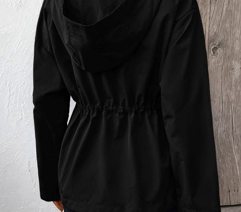 Ivy Lane Drawstring Zip Up Hooded Jacket