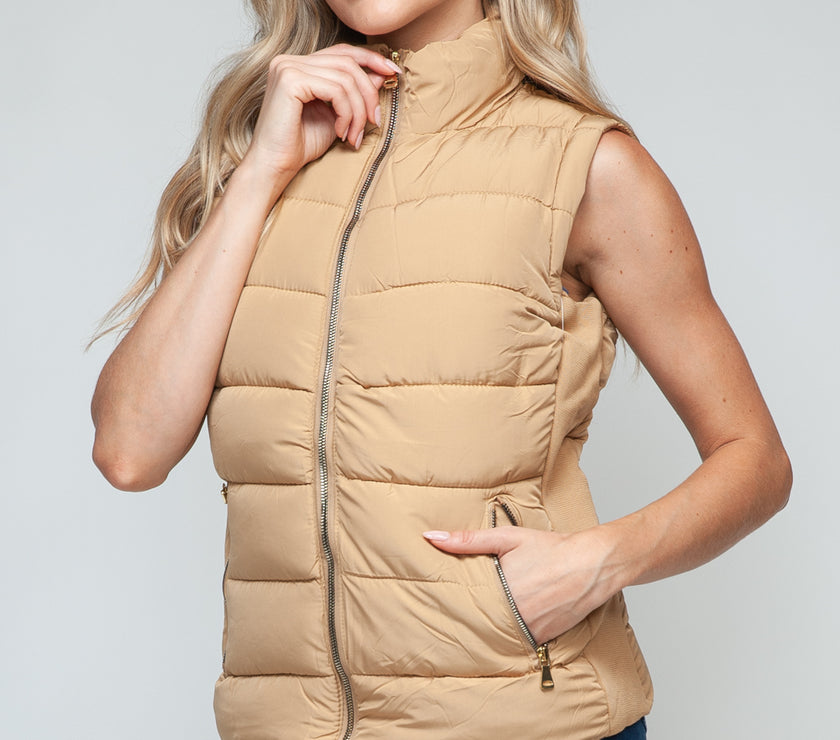 Snobbish Zip Up Turtleneck Vest with Pockets