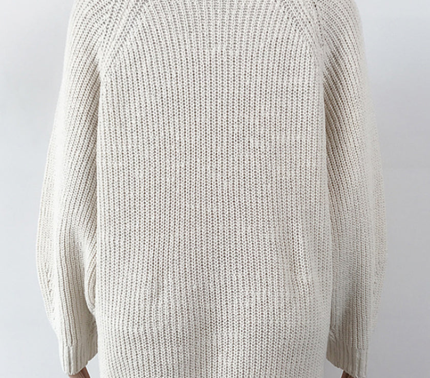 Mock Neck Dropped Shoulder Sweater Dress