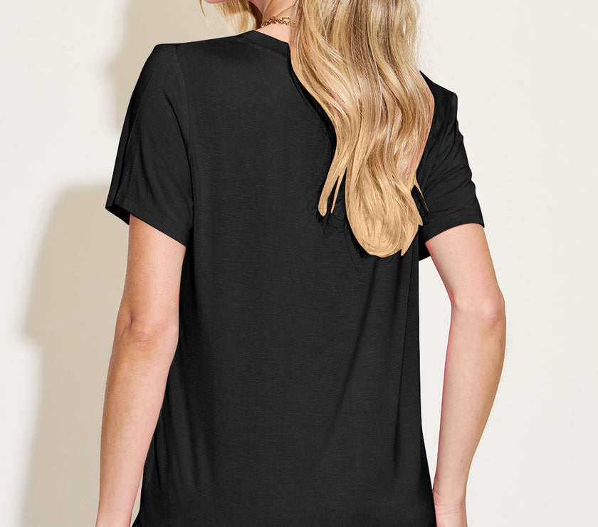 Basic Bae Bamboo Full Size V-Neck High-Low T-Shirt