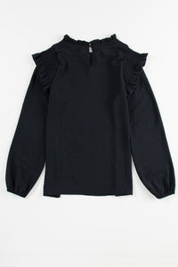 Frill Mock Neck Ruffled Balloon Sleeve Blouse