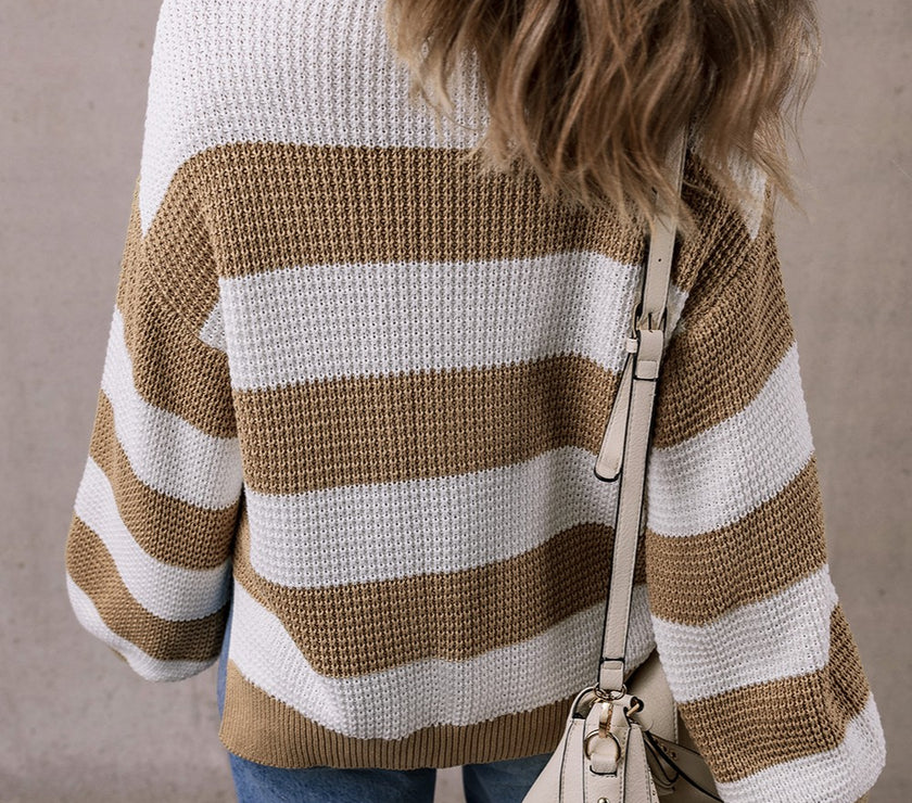 Color Block Round Neck Sweater