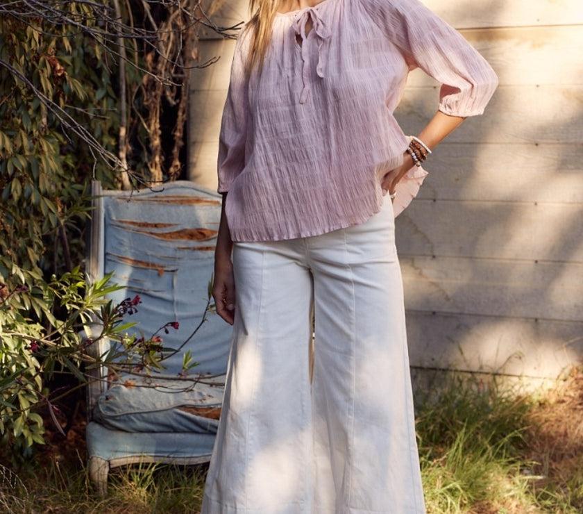 In February Textured Tie Neck Blouse