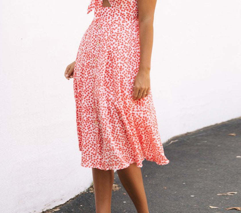 Cutout Smocked Sweetheart Neck Cami Dress