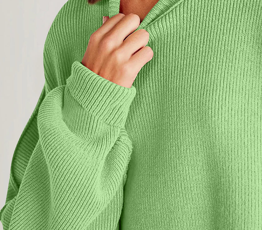 Double Take Side Slit Round Neck Long Sleeve Sweater
