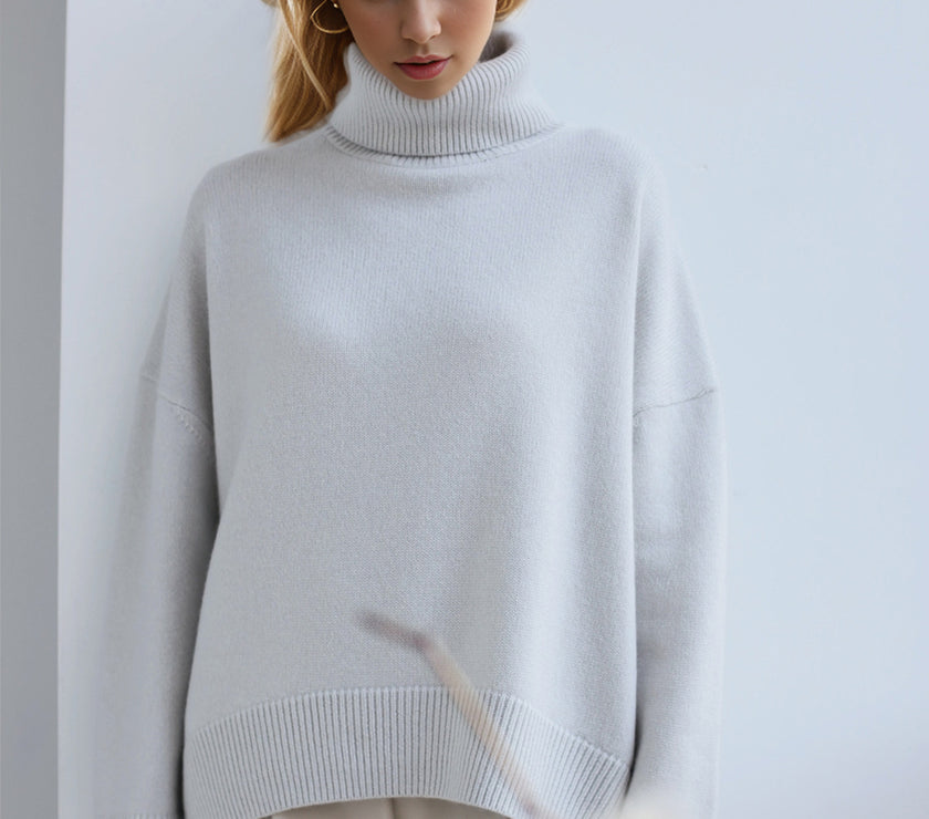Basic Bae Turtleneck Dropped Shoulder Long Sleeve Sweater
