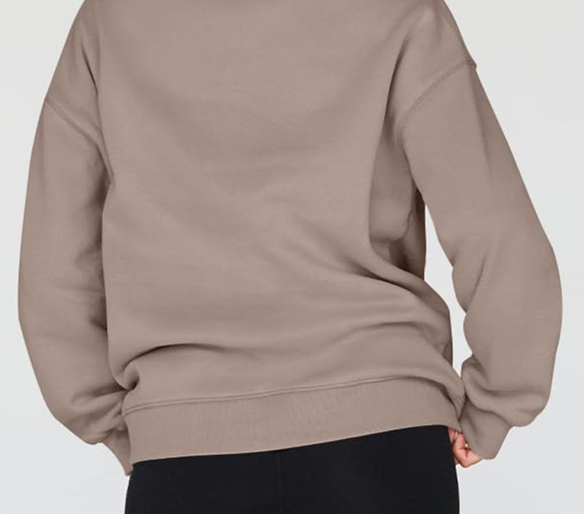 Mock Neck Drop Shoulder Long Sleeve Sweatshirt