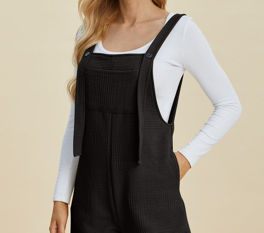 Double Take Full Size Texture Sleeveless Romper