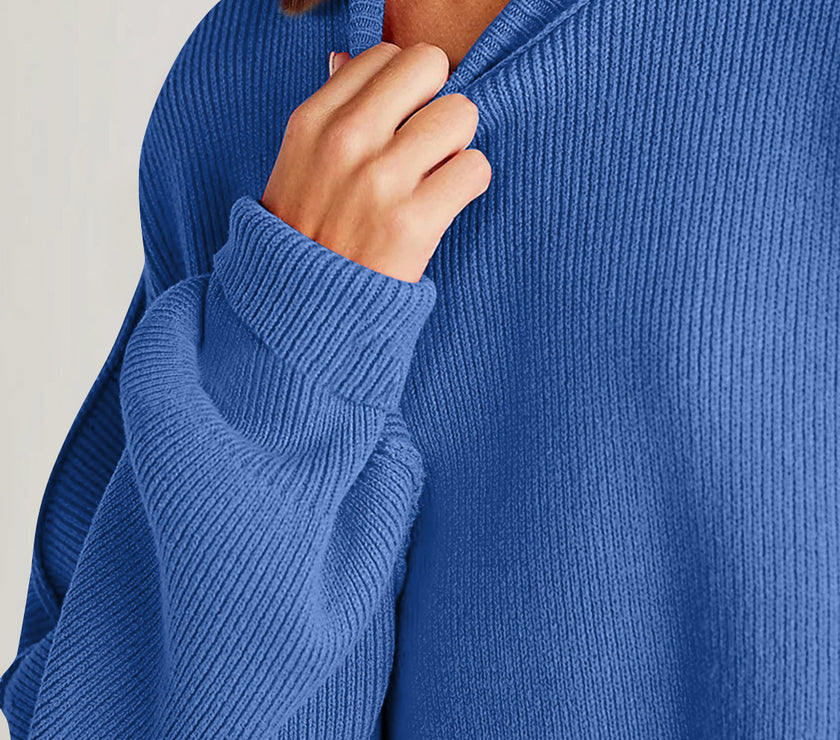 Double Take Side Slit Round Neck Long Sleeve Sweater