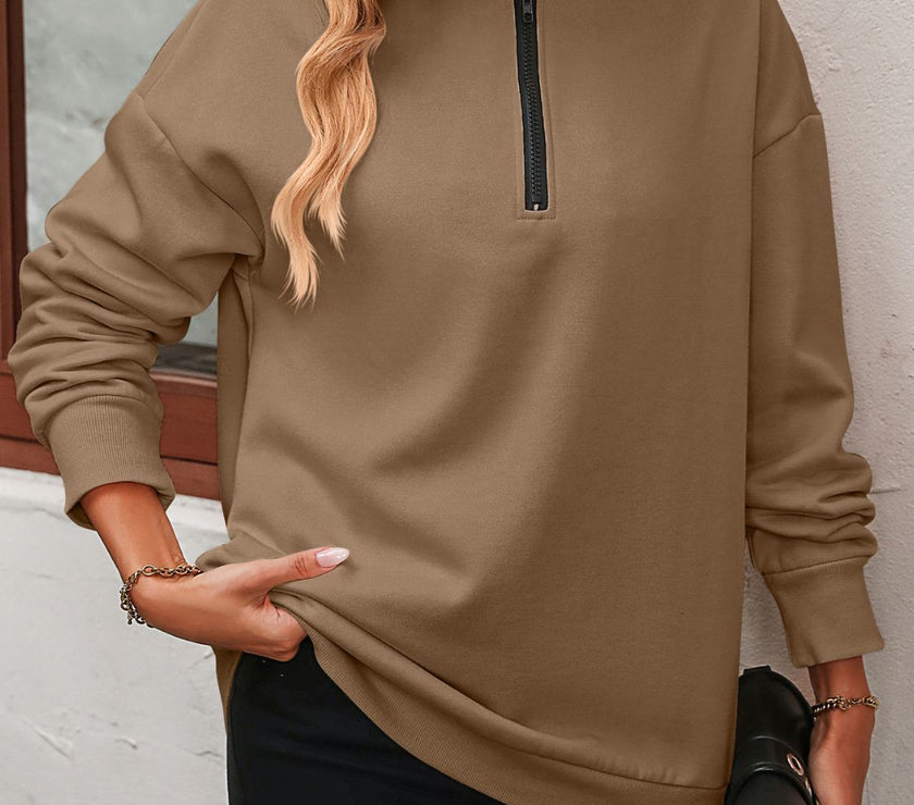 Mandy Zip-Up Dropped Shoulder Sweatshirt