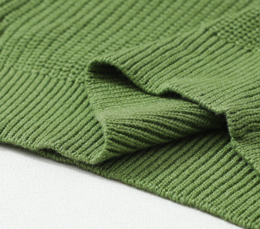 Eyelet Round Neck Drop Shoulder Sweater