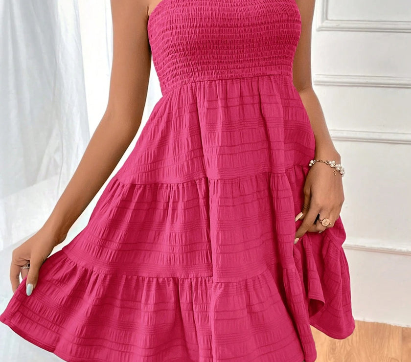 Smocked Tiered Sleeveless Mini Dress