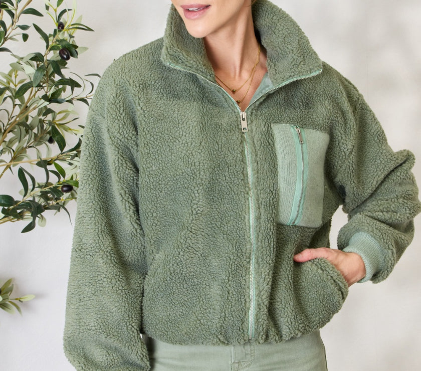 Heimish Full Size Zip Up Collared Neck Jacket