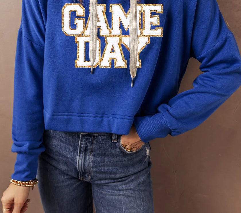 GAME DAY Drawstring Long Sleeve Hoodie