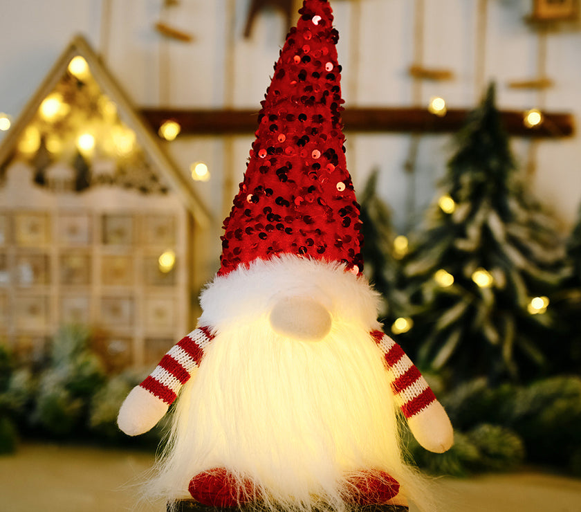 Sequin Light-Up Faceless Gnome