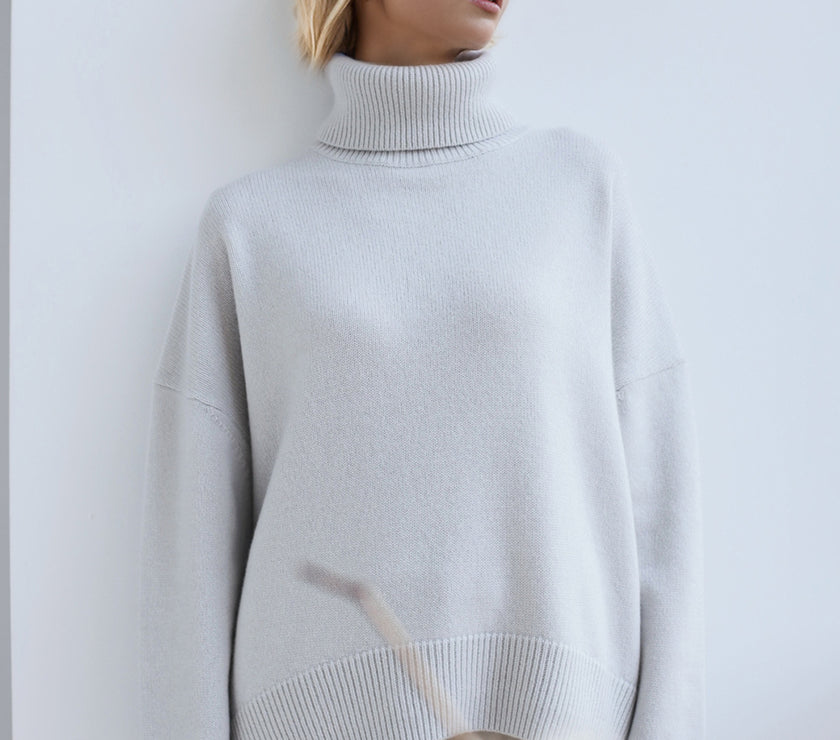Basic Bae Turtleneck Dropped Shoulder Long Sleeve Sweater