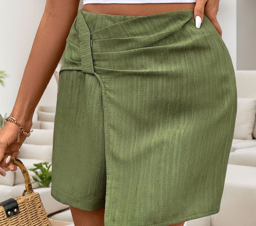 Perfee Ruched High Rise Shorts with Back Zipper