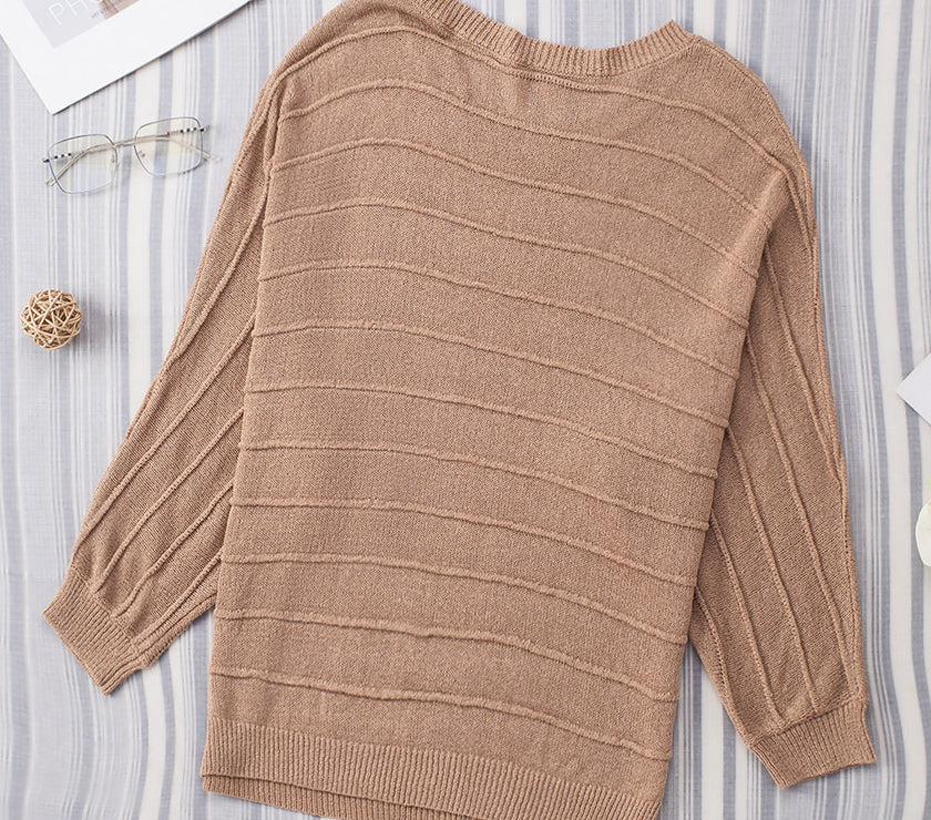Round Neck Long Sleeve Knit Top