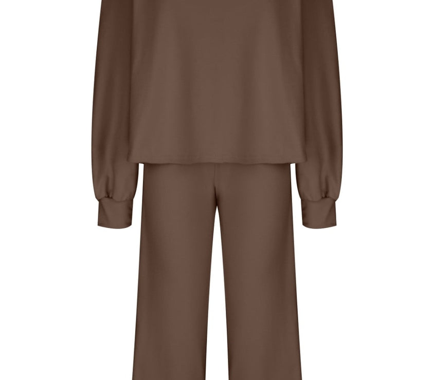 Round Neck Long Sleeve Top and Pants Set