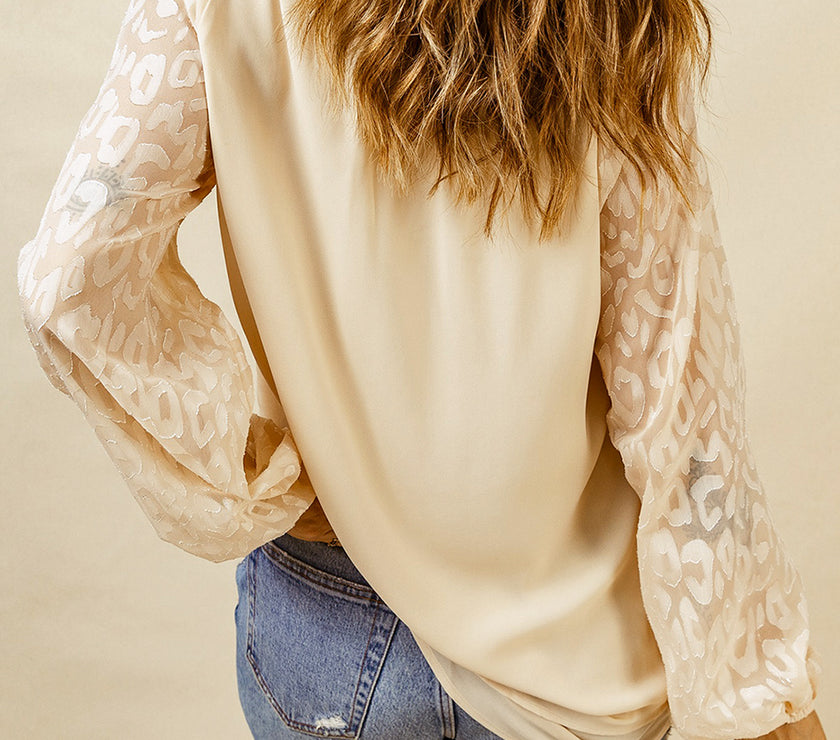 Tassel Tie Neck Long Sleeve Blouse