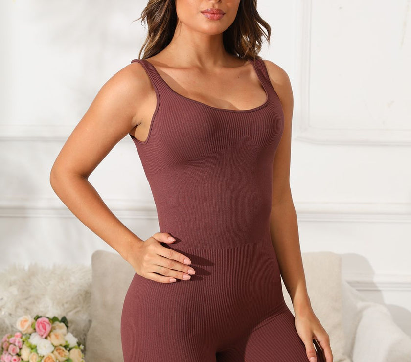 Scoop Neck Wide Strap Active Romper