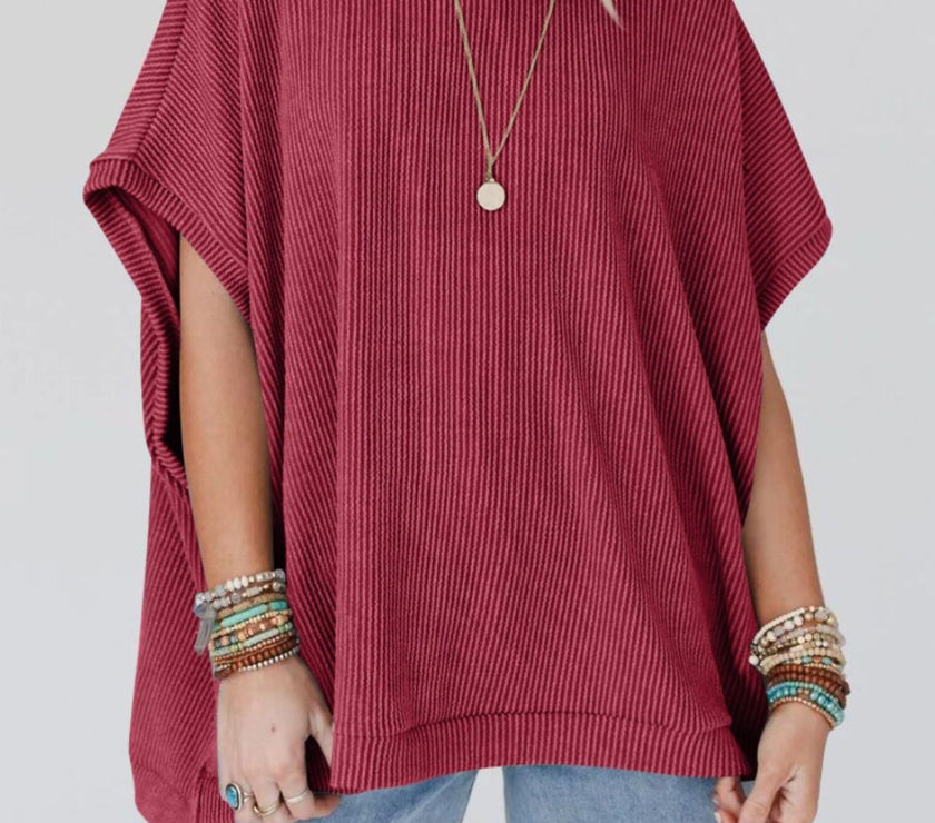 Lovelet Texture Round Neck Short Sleeve T-Shirt