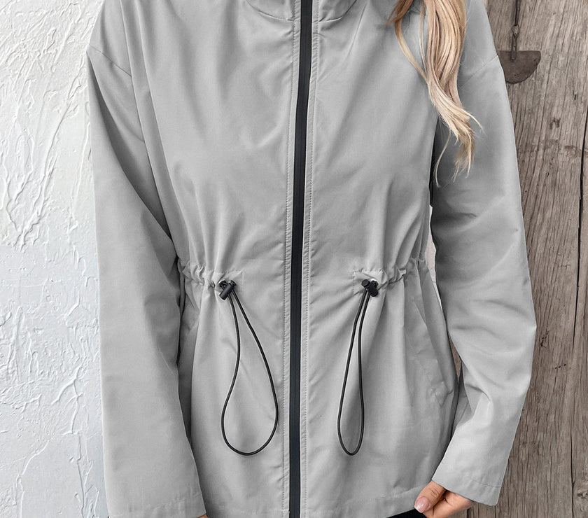 Ivy Lane Drawstring Zip Up Hooded Jacket