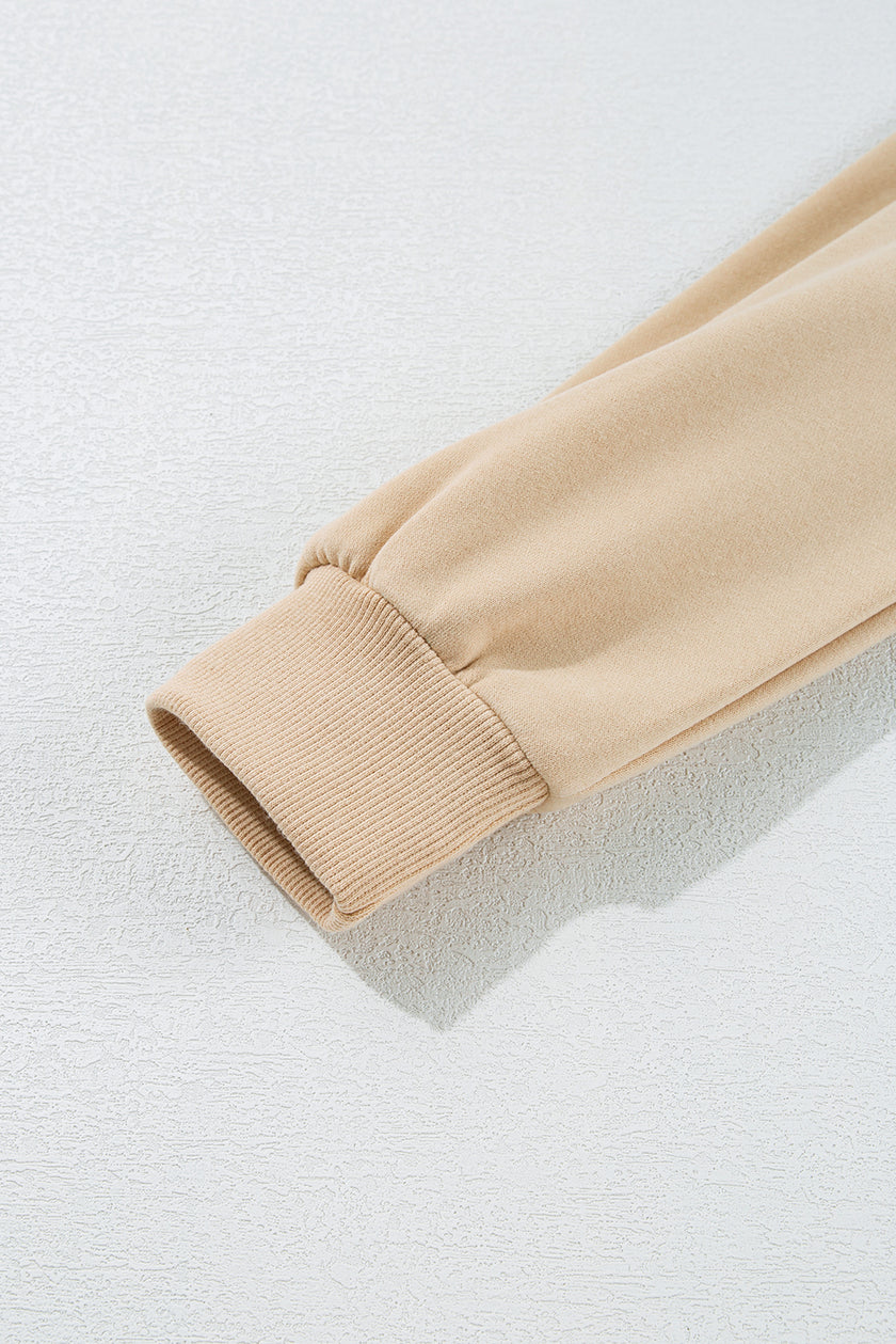 Apricot Striped Accent Pullover and Shorts Two Piece Casual Set