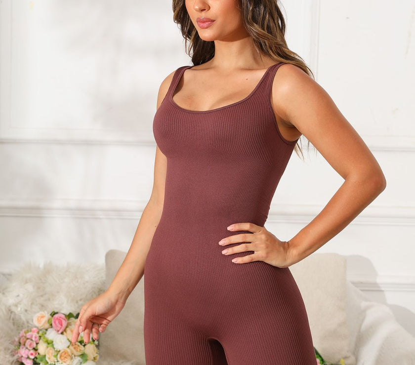 Scoop Neck Wide Strap Active Romper