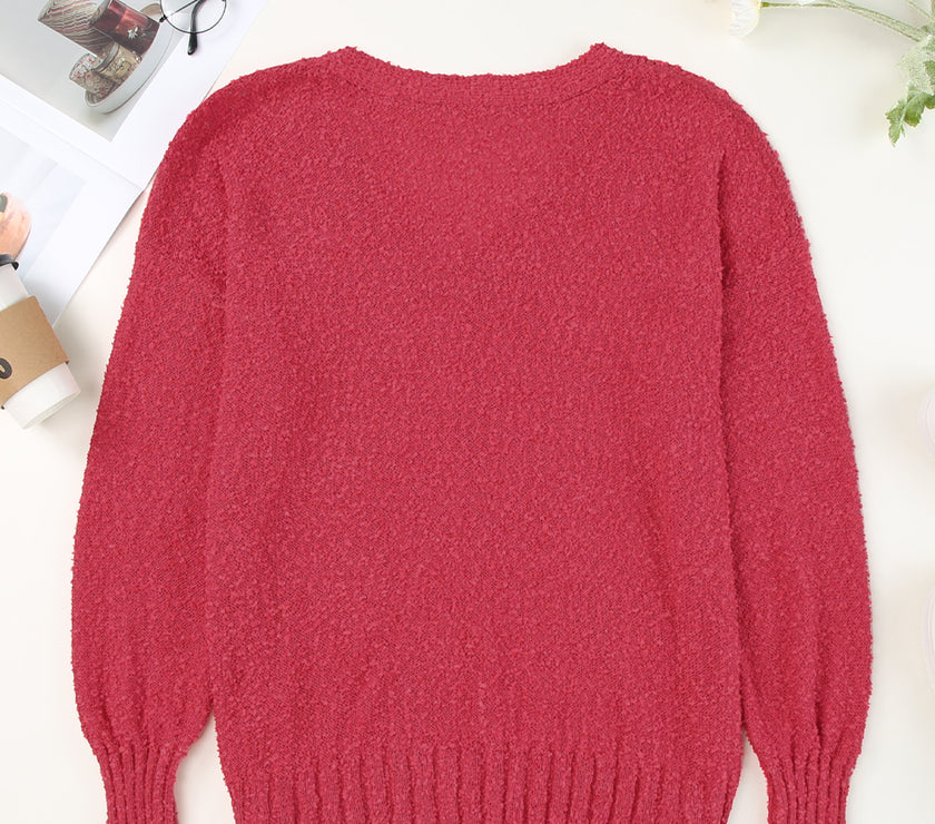 V-Neck Dropped Shoulder Sweater