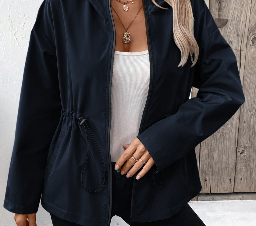 Ivy Lane Drawstring Zip Up Hooded Jacket