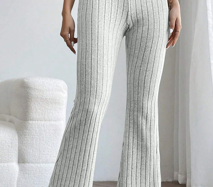Basic Bae Full Size Ribbed High Waist Flare Pants