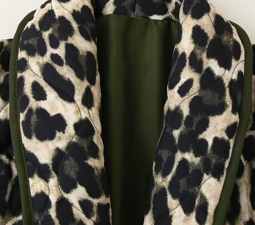 Leopard Open Front Long Sleeve Outerwear