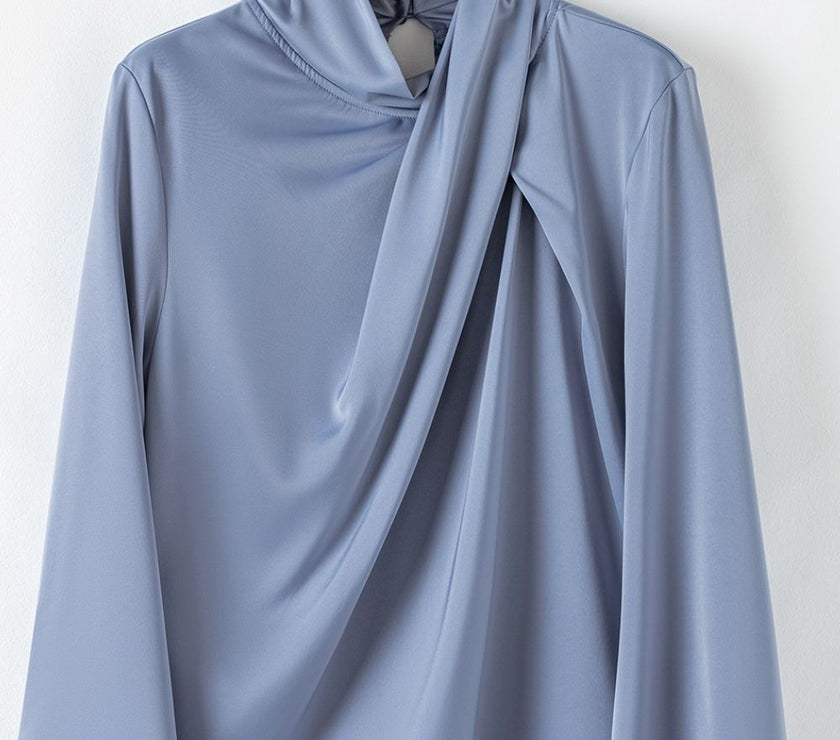 Cutout Turtleneck Long Sleeve Blouse