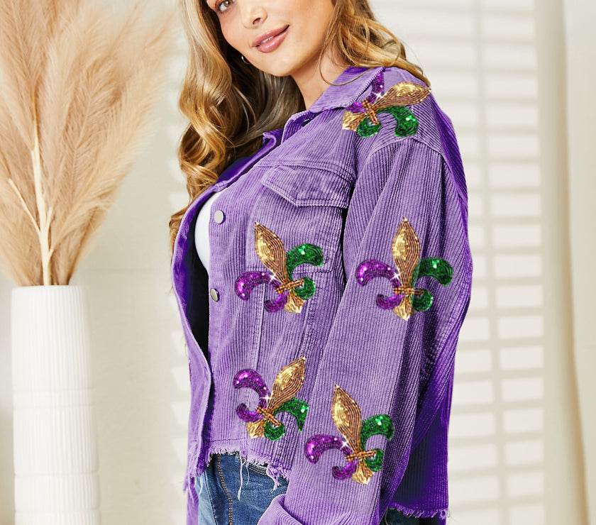 Sequin Raw Hem Jacket