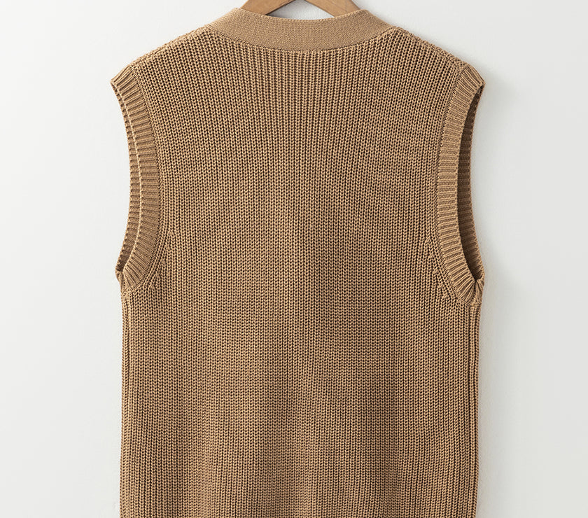 Parchment V Neck Buttoned Front Sweater Vest
