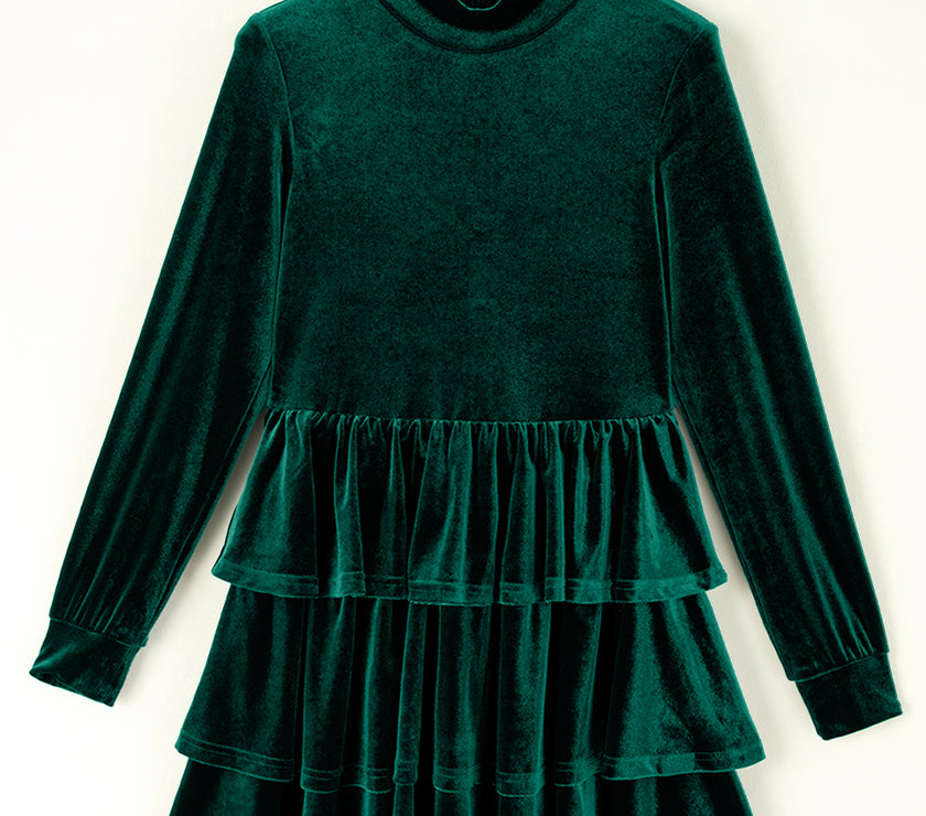 Ruffled Layered Long Sleeve Mini Dress