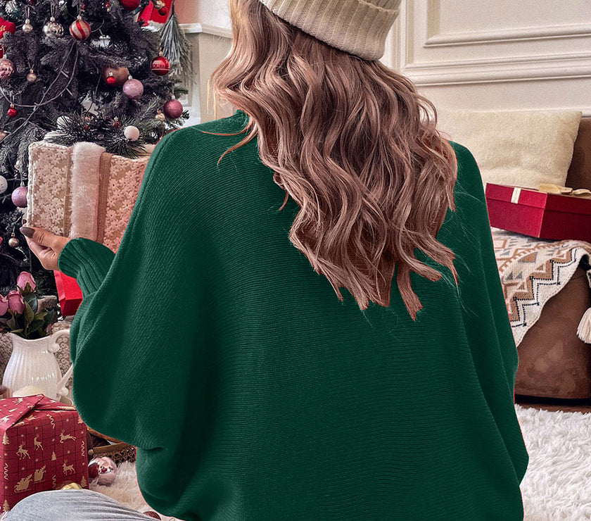 Double Take Full Size Merry Christmas Turtleneck Long Sleeve Sweater