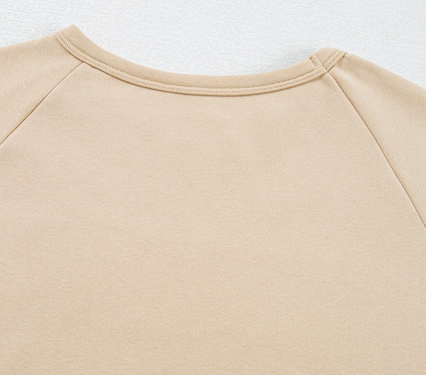 Apricot Striped Accent Pullover and Shorts Two Piece Casual Set