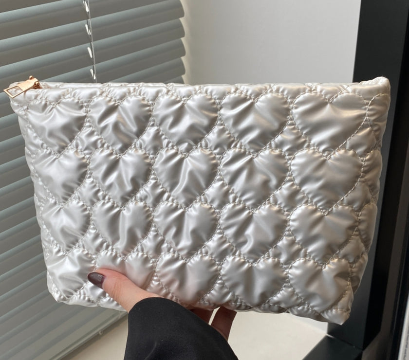 Ruched Heart Clutch with Zipper