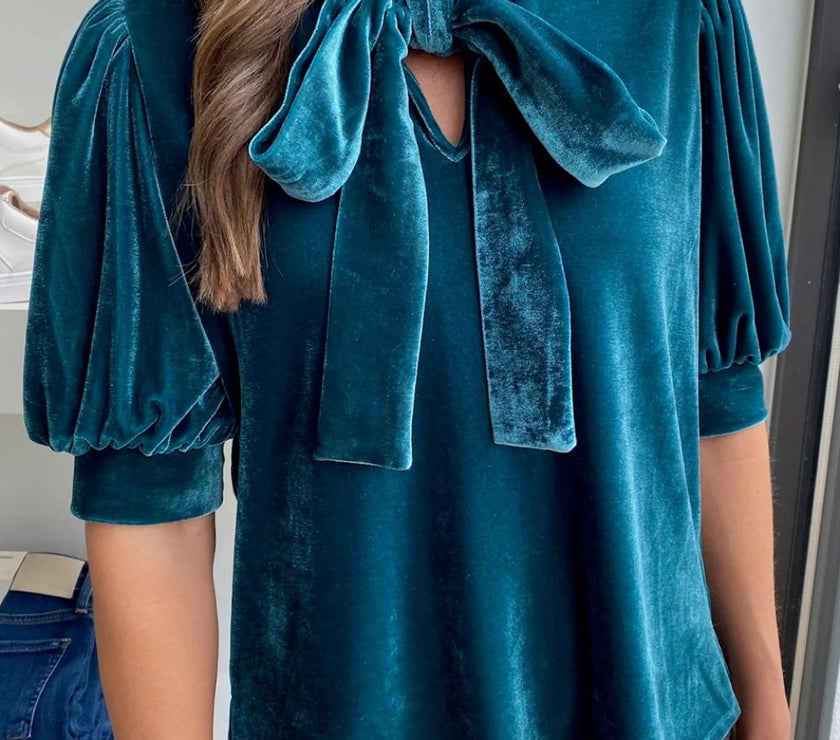Tie Neck Half Sleeve Blouse