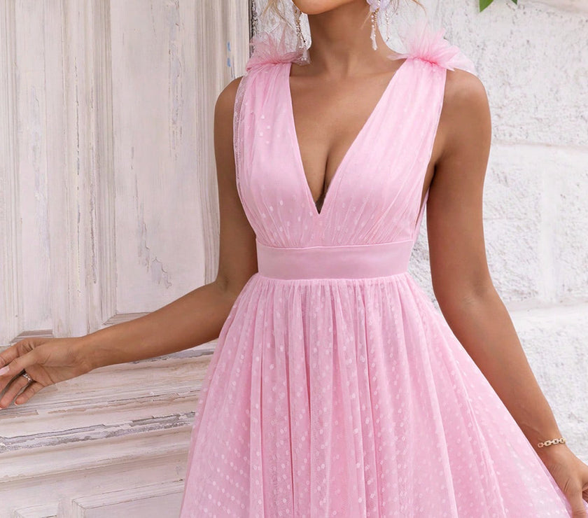 Open Back Sleeveless Mesh Dress