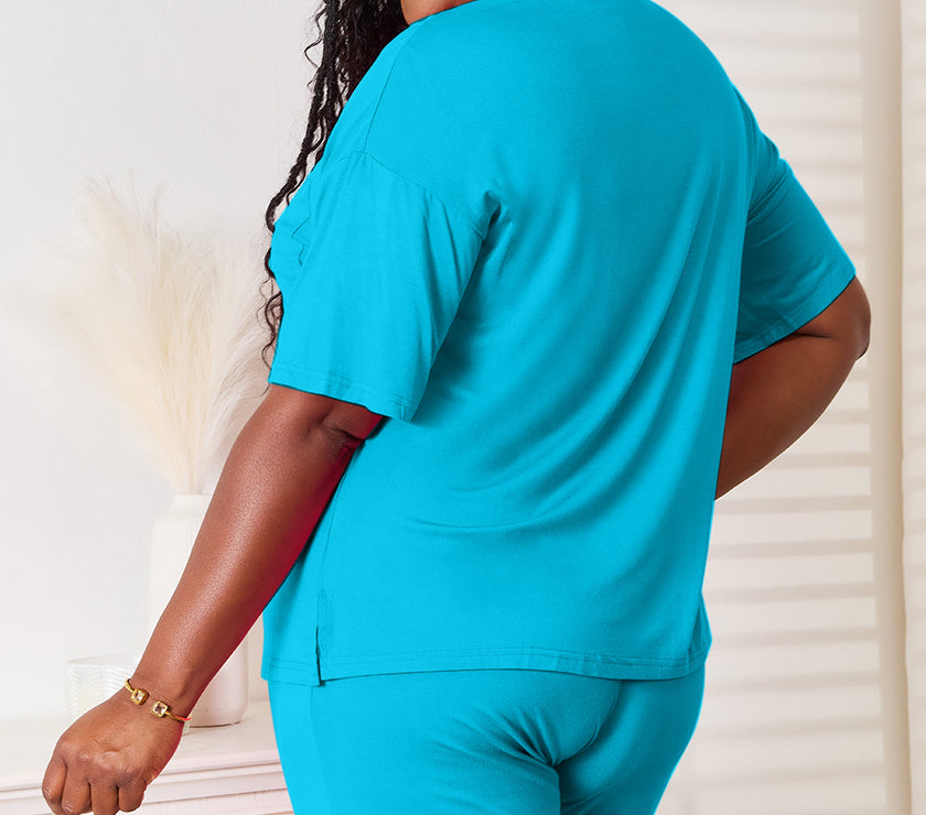 Basic Bae Full Size Soft Rayon Half Sleeve Top and Shorts Set