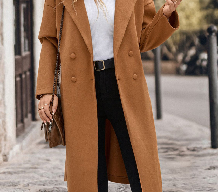 Perfee Dropped Shoulder Tie Waist Coat