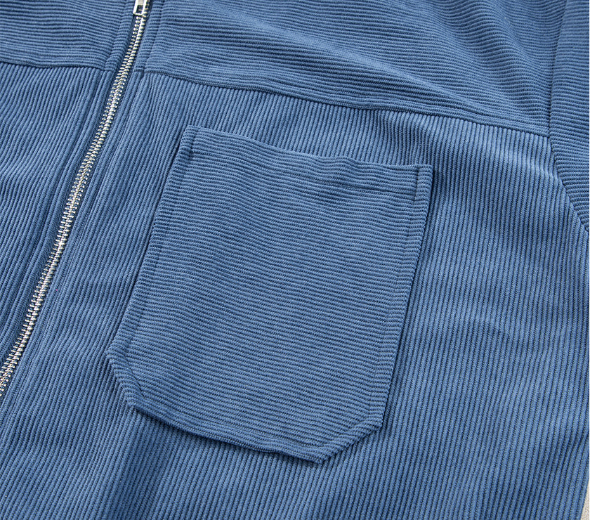 Pocketed Zip Up Long Sleeve Hooded Jacket